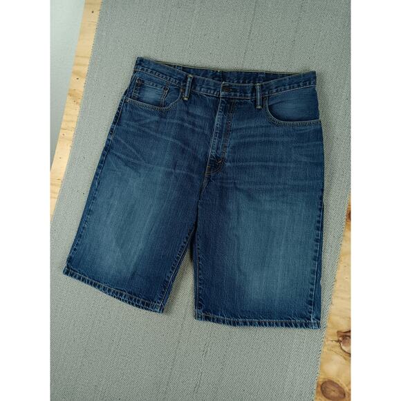 Levis 569 Denim Shorts Mens 38 Blue Wash Fade Loose Street Skate - Picture 3 of 14